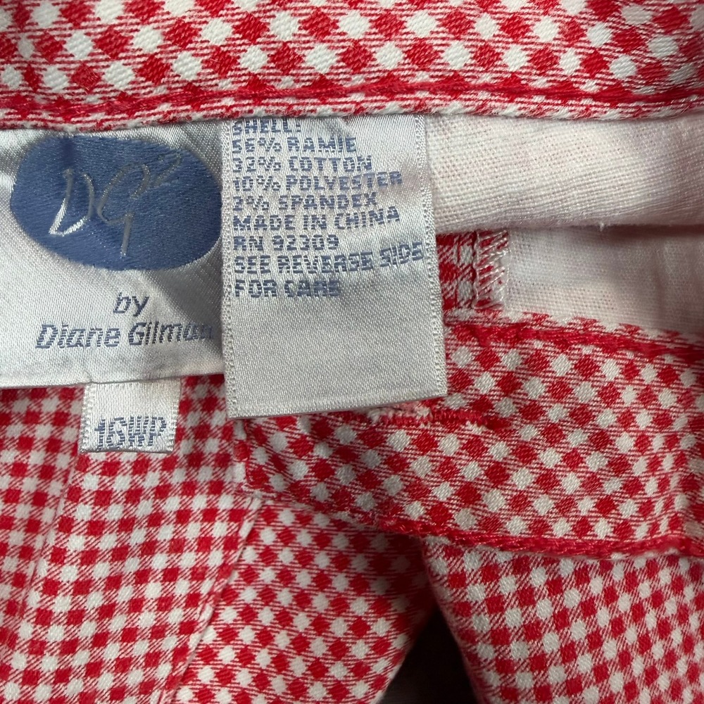 DG2 by Diane Gilman Womens 16WP Red Gingham Check Straight Leg Pants Casual - Picture 7 of 16